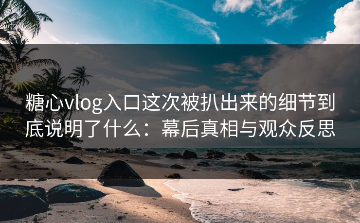 糖心vlog入口这次被扒出来的细节到底说明了什么：幕后真相与观众反思